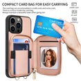 thumbnail image 3 of Dteck Crossbody Wallet Case for iPhone 13 Pro Max, Zipper Wallet Card Case, RFID Blocking with Adjustable Shoulder Strap,Women Leather Phone Cover, Pink, 3 of 8