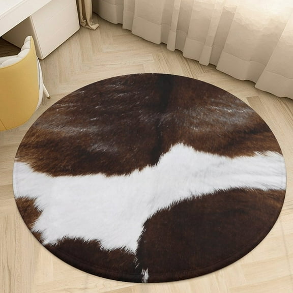 Leopard Pattern Round Area Rugs for Bedroom Living Room, 4FT Soft Indoor Circle Carpets, Carpet Home Decor Floor Mat