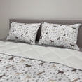 thumbnail image 2 of Dog Lover Comforter & Sham Bedding Set, Paw Print Bones and Dog Silhouettes American Foxhound Breed Playful Pattern, 3 pcs Duvet Set Microfiber Filling Quilt, 5 Sizes, Umber Beige Grey, by Ambesonne, 2 of 4