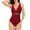 Wine, variant on Enjoytime One Piece Swimsuit Women Solid Color Sexy V Neck Bathing Suit Bikini Swimsuit Slimming Mesh Swimwear Monokini