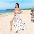 thumbnail image 6 of FORMRS Womens Long Sarong Beach Wrap Semi-Sheer Bikini Skirt Bathing Swimsuit Cover Up, Beige Vegetables Pattern, 6 of 7