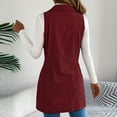 thumbnail image 4 of Corduroy Vest for Women Button Down Sleeveless Jacket Fall Winter Lapel Casual Outerwear Long Tunic Fashion Coat, 4 of 6