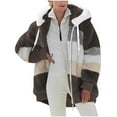Aboser Womens Faux Shearling Coats Fashion Color Block Hooded Jackets