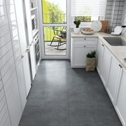 VEELIKE 12-Pack Matte Concrete Peel and Stick Kitchen Floor Tile Grey Waterproof Self Adhesive Vinyl Flooring 12x12 Inch Grey Vinyl Floor Tiles Removable Tile Stickers for Bathroom Bedroom Drawer