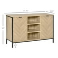 thumbnail image 3 of HOMCOM Kitchen Sideboard, Buffet Cabinet with 2 Door Cupboards, 3 Open Shelves and Adjustable Shelves, Oak Tone, 3 of 10