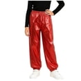 thumbnail image 2 of QSXADF Kid's Hip Hop Dance Jogger Pants Metallic Shiny Loose Elastic Waist Cool Children Outdoor Pants, 2 of 6
