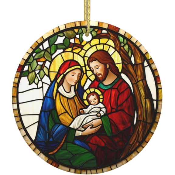 Mary Jesus Ceramic Christmas Hanging Ornament for Xmas Tree Wedding Holiday Party Home Decor