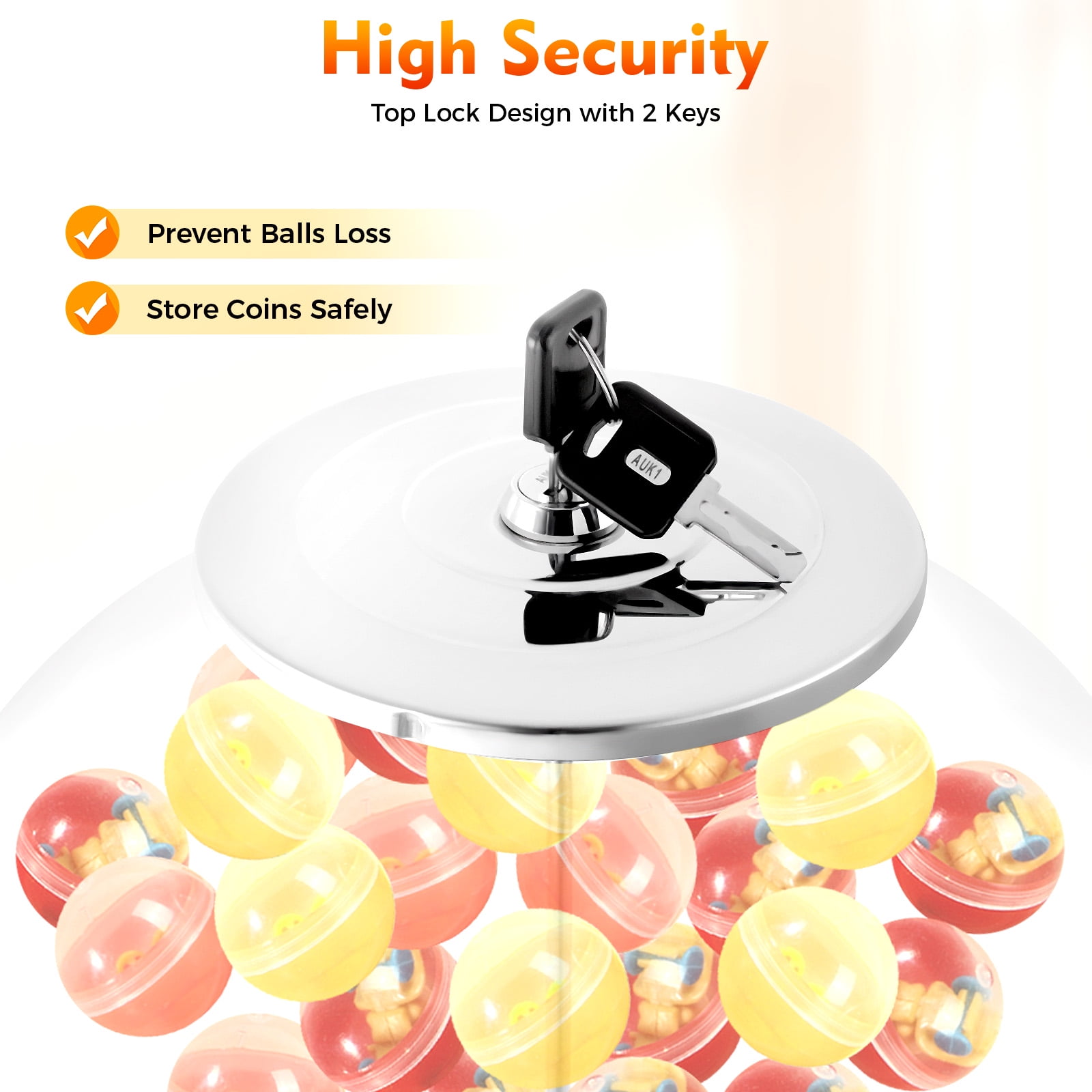 Vending Machine, Candy Vending Machine for Capsule Small Candy Nuts Bouncy Balls,for Game Stores and Retail Stores, 18"Height White