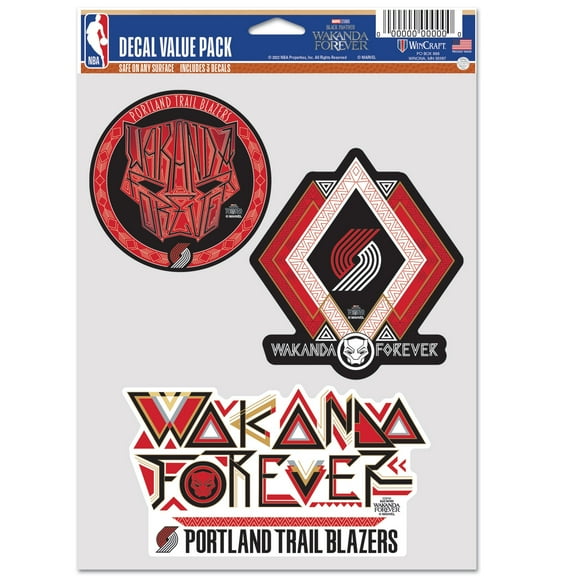 WinCraft Portland Trail Blazers Three-Pack Black Panther 2 Fan Decal Set