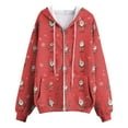 thumbnail image 6 of idosla Zip Up Christmas Hoodie Women Oversized Hoodie Casual Long Sleeve Graphic Jackets with Pockets Zipper Drawstring (Watermelon Red, 3XL), 6 of 7