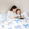 thumbnail image 4 of Manfei Light Blue Bow Queen Comforter Set for Boys Girls, Cute Ribbon Bedding Comforter Set, Colorful Stars Reversible, 3 Pieces, 4 of 6