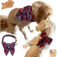 thumbnail image 5 of Collar navideño de tartán para perro TUNC con pajarita a cuadros grande M, 5 of 5