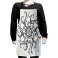 thumbnail image 1 of Octopus Kids Apron, Trippy Nautical Mandala Abstract Artwork with Tentacle and Floral Elements Design, Boys Girls Apron Bib with Adjustable Ties for Cooking Baking Painting, Grey White, by Ambesonne, 1 of 2