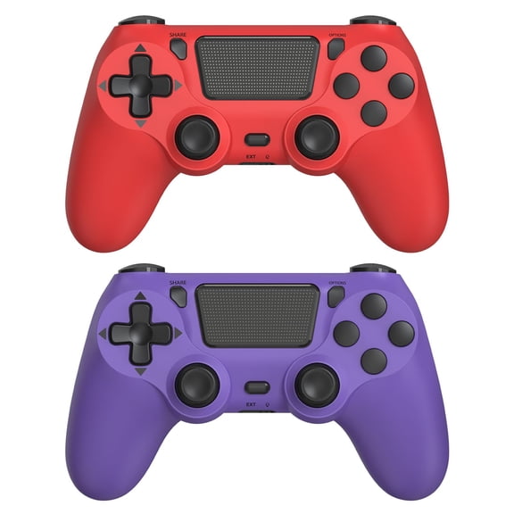 Control inalámbrico Wuthur, paquete de 2 para PS4/PC, rojo y morado