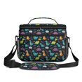 thumbnail image 2 of Dinosaur and Speech Bubble Black Pattern Insulated Lunch Box for Women Men, Medium Leakproof Cooler Bag with Adjustable Strap, 10"x6.7"x8", 2 of 6