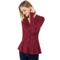 thumbnail image 2 of INSPIRE CHIC Haut à Basque en Tricot Côtelé à Col en V à Manches Longues pour Femme, 2 of 6