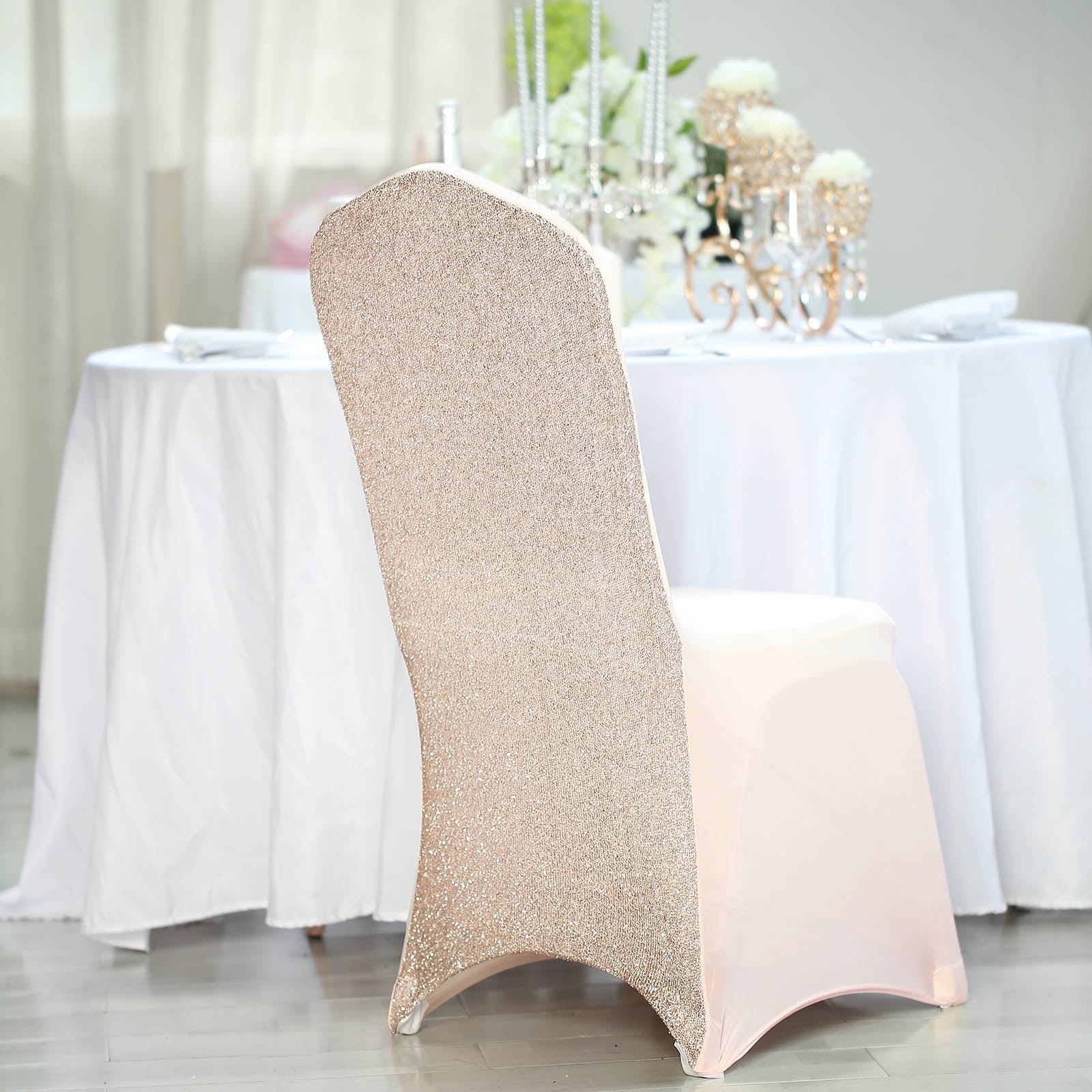 Efavormart Spandex Stretch Banquet Chair Cover With Metallic Glitte ...
