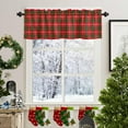 thumbnail image 2 of Valentine''s Day Red Tartan Valance and Tier Set of 3,Classic Green Buffalo Plaid Window Curtain Rod Pocket Vlances for Kitchen,Watercolor Grid Panel Drapes Light Filtering Short Curtain for Bedroom, 2 of 6