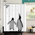 thumbnail image 3 of Black and White Animal Shower Curtain Abstract Silhouette Penguin Polar Birds Bath Curtain Funny Fabric Curtain for Kids Bathroom Decor Hooks Included 72"×72", 3 of 6