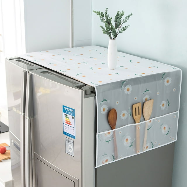 Housse de Réfrigérateur, Housse de Machine à Laver Multi-Usage, Housse de Réfrigérateur en PEVA Imperméable avec 3 Poches