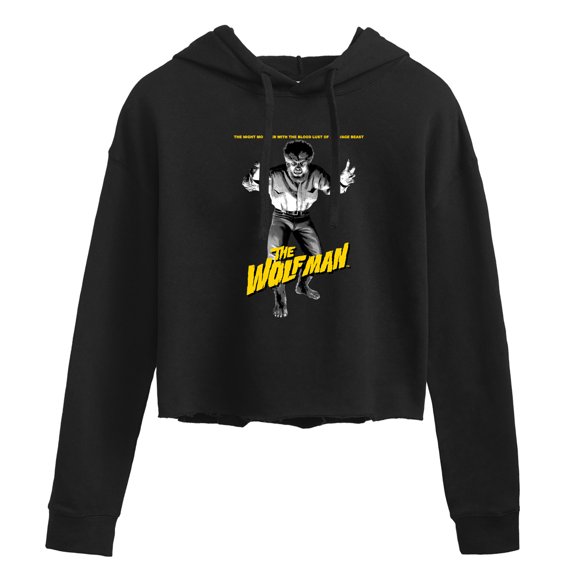 Classic Monsters - The Wolf Man - The Night Monster with The Blood Lust of a Savage Beast - Juniors Cropped Pullover Hoodie