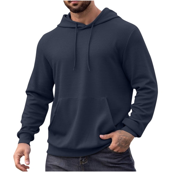 XFYSSS Fashion Men's Solid Color Casual Hoodie Simple Long Sleeved Pocket Sweatshirt Hooded Sweatshirts Men Polyester Top