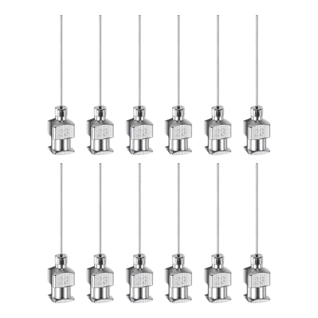 Uxcell 23G agujas de dispensación de acero inoxidable, tubo de aguja de pegamento de 1" punta roma 12 paquetes