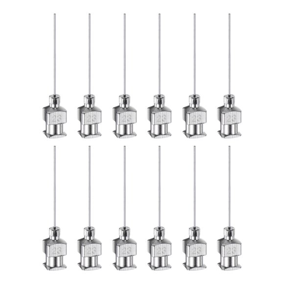 Uxcell 23G agujas de dispensación de acero inoxidable, tubo de aguja de pegamento de 1" punta roma 12 paquetes