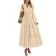 thumbnail image 1 of Vestido PRETTYGARDEN Otoño 2025 Cuello en V Manga Larga Beige Talle S, 1 of 8