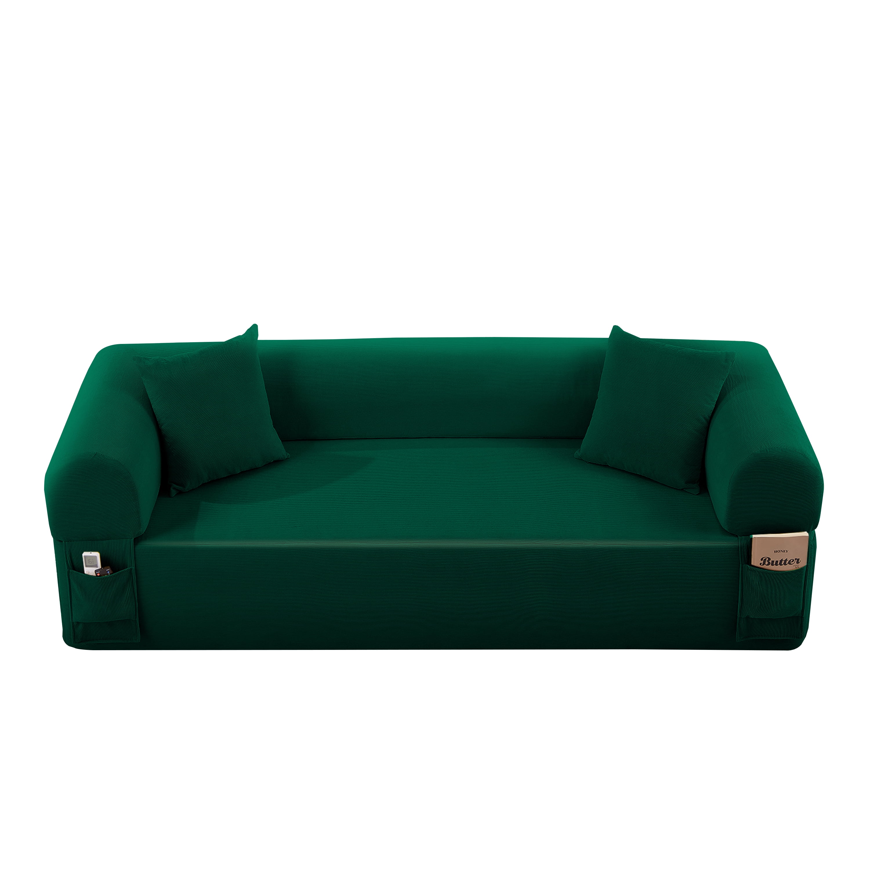AC PACIFIC 3-Seater Low-Profile with Pillows & Storage – Pocketed Springs, Green