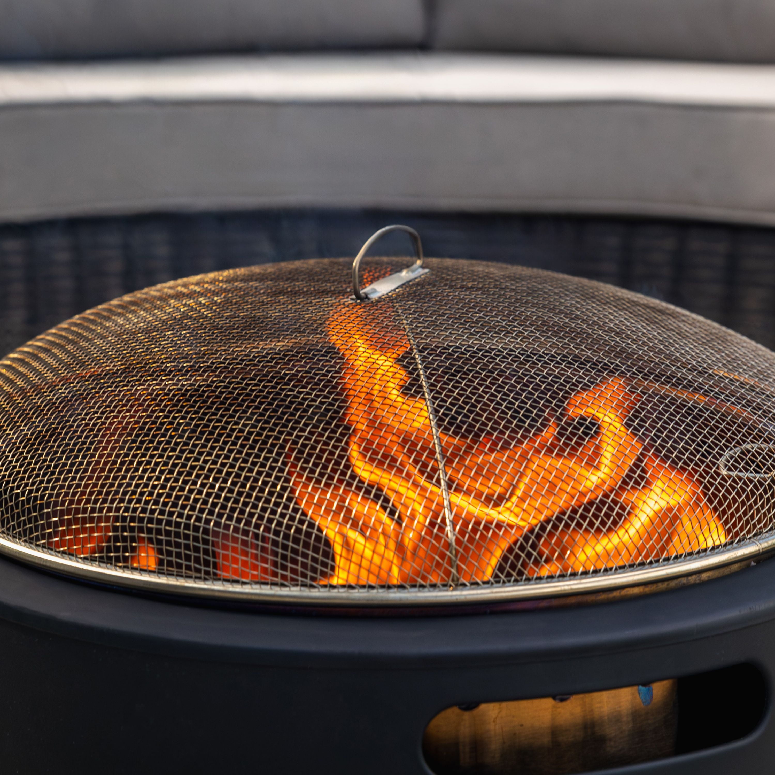 TIKI® Brand 18 Inch Smokeless Fire Pit Metal Screen Gold and 18 inch Poker Black