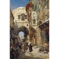 thumbnail image 2 of Gustav Bauernfeind 11x14 Gold Ornate Wood Frame and Double Matted Museum Art Print Titled - David Street, Jerusalem (1887), 2 of 4