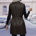 thumbnail image 5 of TrdSipl Faux Leather Vest for Women Long Pu Vests Sleeveless Open Front Pu Leather Coat 2025 Winter Vest Jacket with Belt, 5 of 7