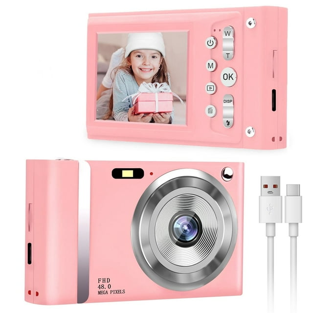 Cámara Digital para Niños de 1080P, 2,4 Pulgadas, con Enfoque Automático, Compacta para Vlogs, Ideal para Principiantes, Fotografía y Selfies.