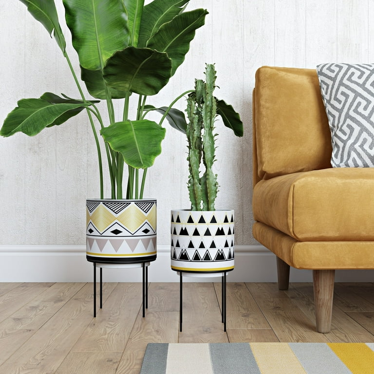 Ayaz Mid Century Modern Ceramic Planters (Set of 2) Ayaz Mid Century Modern Ceramic Planters (Set of 2)