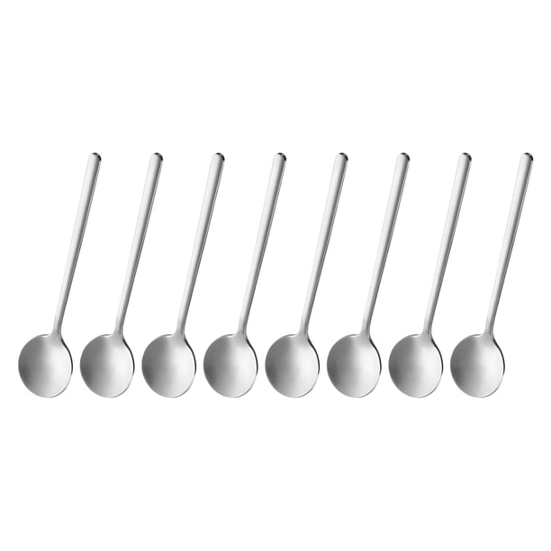 Cucharas de espresso de 8 piezas de 5.3 pulgadas, cuchara de café de acero inoxidable, tono plateado
