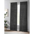thumbnail image 4 of Sheer Curtains 84 Inches Long 2 Panels Set for Living Room, Black Burlap Texture Semi Sheer Curtains for Windows, Farmhouse Vintage Black Voile Window Treatments Rod Pocket Curtain, 4 of 7