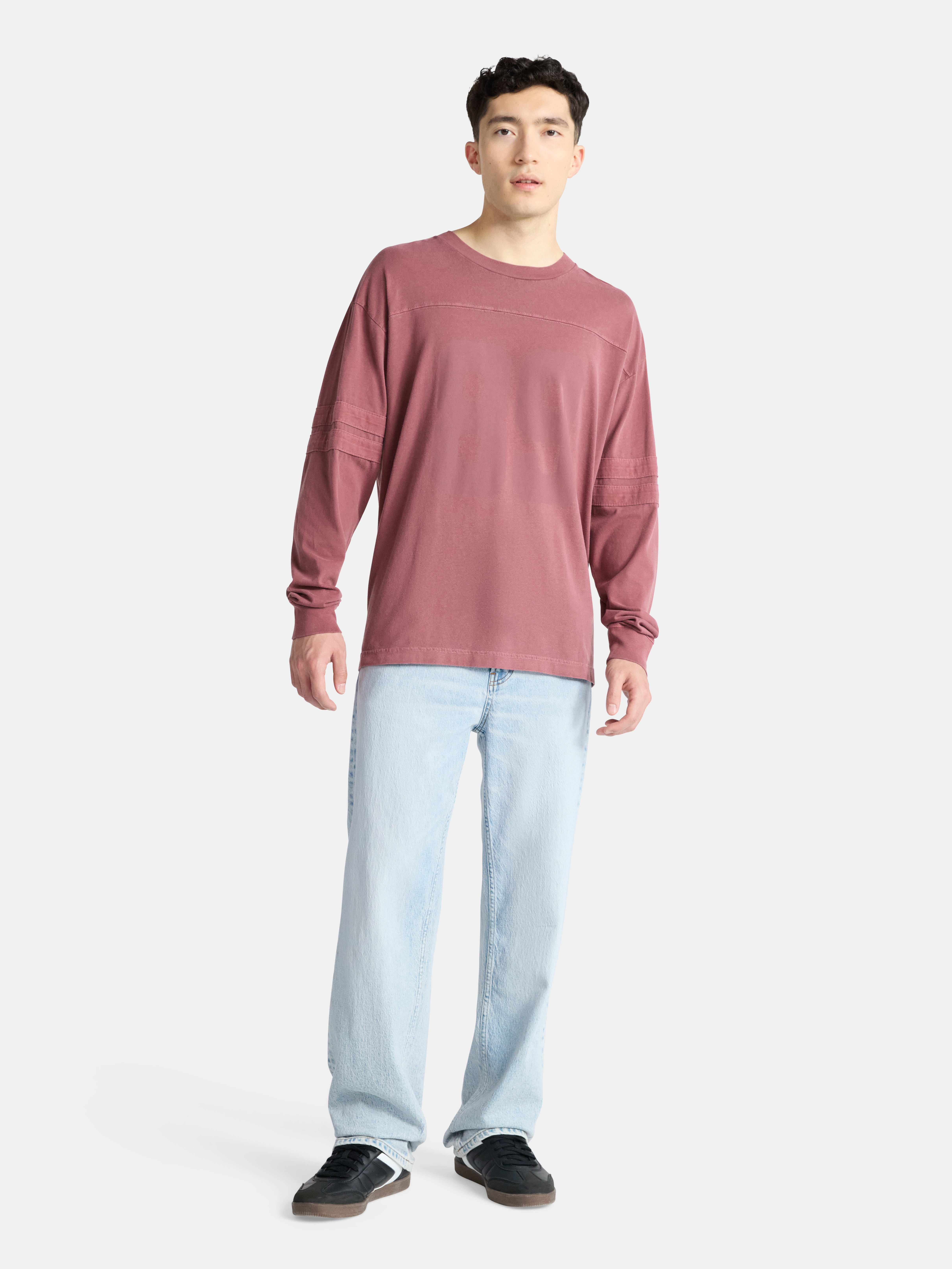 No Boundaries Varsity Tee with Long Sleeves, Men's & Big Men's