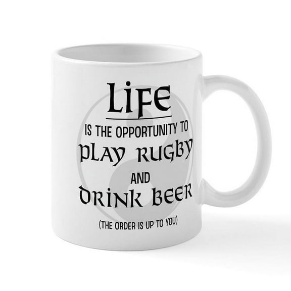 CafePress - Rugby And Beer Mug - 11 oz Ceramic Mug - Novelty Coffee Tea Cup