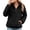 Black, variant on Women's Fuzzy Sherpa Fleece Sweatshirts Half Zip Solid Color Long Sleeve Tops Zipper Pockets Warm Winter Outdoor Jackets