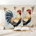thumbnail image 3 of Retro Rooster Pillow Covers 2 Pack Watercolor Pastoral Chicken Animal Botanical Farmhouse Pillowcase Waterproof Outdoor Throw Pillow Cover for Patio Garden Square Cushion 18”x18”, 3 of 9