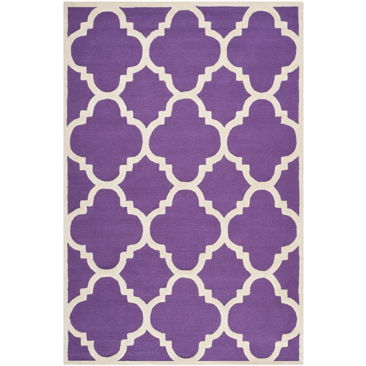 SAFAVIEH Cambridge Justine Geometric Quatrefoil Wool Runner Rug, Purple/Ivory, 2'6" x 8'