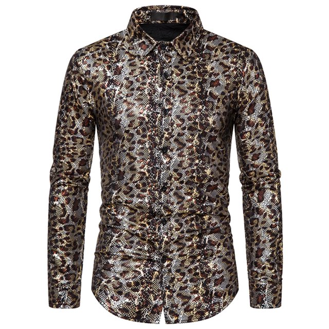 Camisa informal con estampado floral de manga larga con cierre de botones a la moda para hombre Pompotops oipoqjl50499