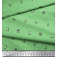 thumbnail image 3 of Soimoi Green Japan Crepe Satin Fabric Infographics Education Theme Print Sewing Fabric Yard 42 Inch Wide, 3 of 3