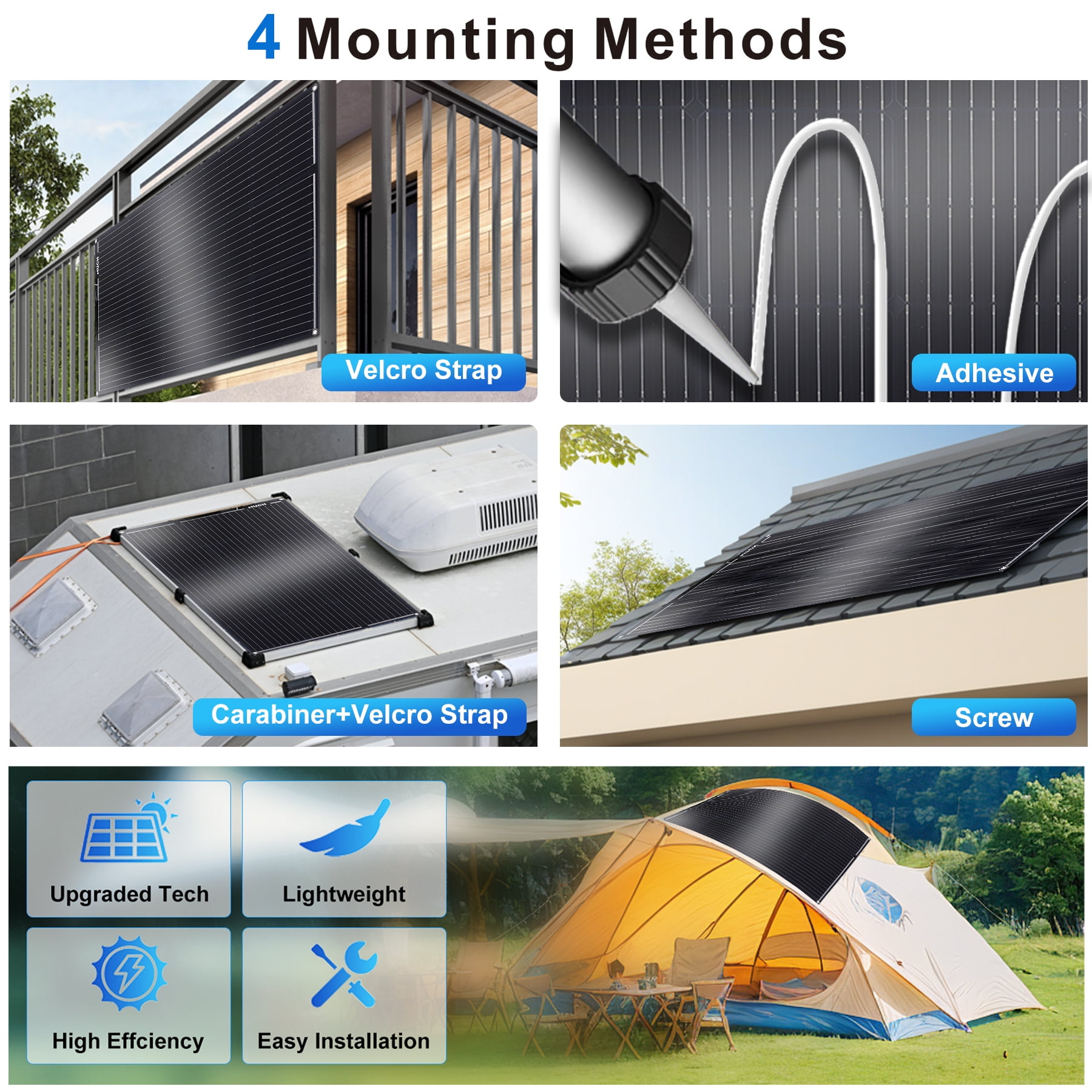 MUCH 100W 12V Solar Panel Kit Flexible Monocrystalline with 30A Charge Controller for RV Marine Off-Grid System, IP67 Waterproof