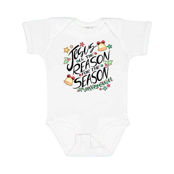Inktastic Jesus is the Reason for the Season Christmas Bells and Stars Boys or Girls Baby Bodysuit