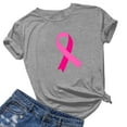 thumbnail image 2 of CFLVAEK Womens Plus Size Breast Cancer Awareness T Shirts Ribbon Print Inspirational Short Sleeve Tshirt Comfort Crewneck Tops Breast Cancer Survivor Gifts Shirt XXL, 2 of 4