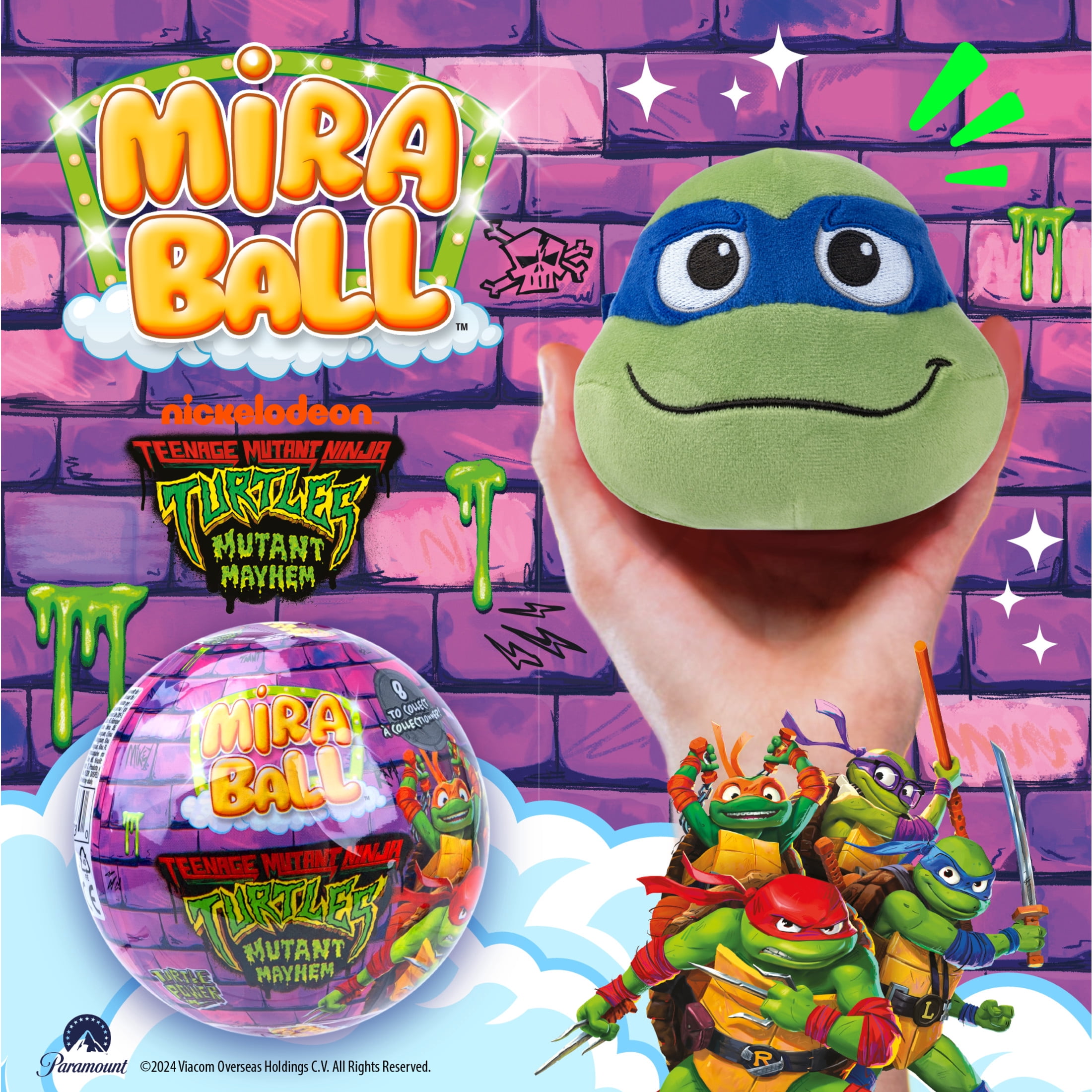 Teenage Mutant Ninja Turtles MiraBall, Blind Box Surprise Plushies -  Mystery Action Figures Toy, Cute Stuffed Animal - Great for Gifts & Party Favors, Aged 3+ (4-Pack)