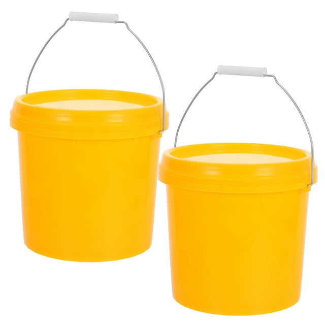 Cubo de agua de plástico multiusos con tapa, 2 unidades
