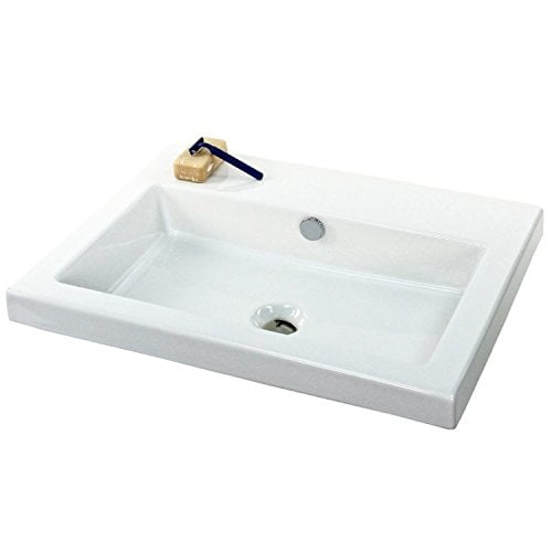 Tecla CAN01011-One Hole Cangas Rectangular Ceramic Self Rimming/Wall Mounted Sink, White